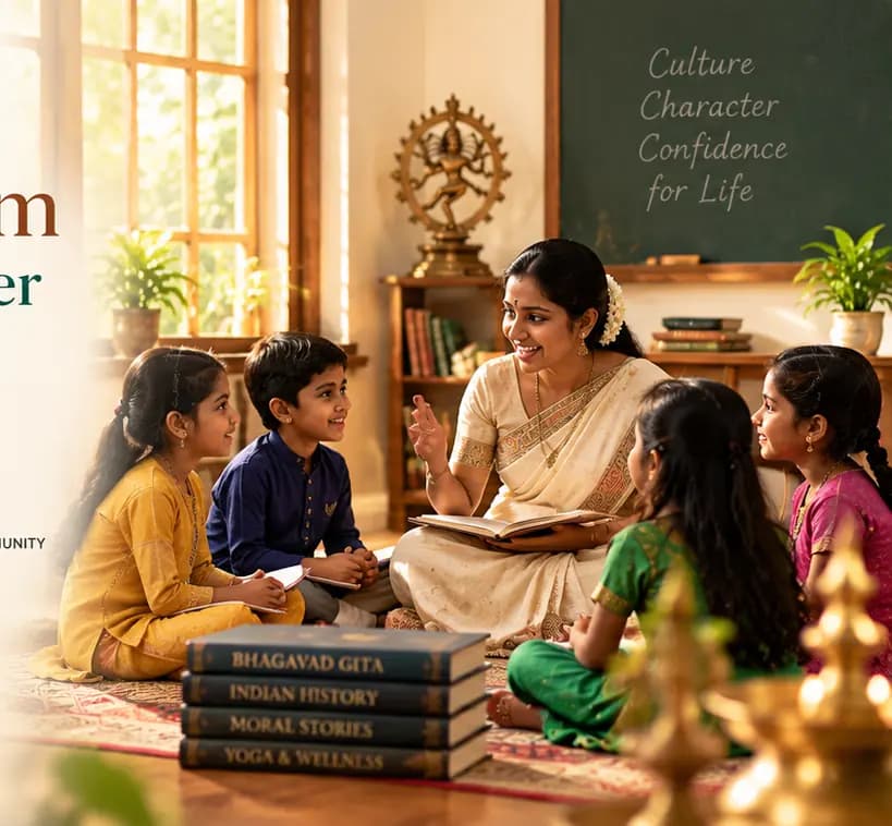 A live Sanskrivo class in progress, the teacher on screen and learners following along